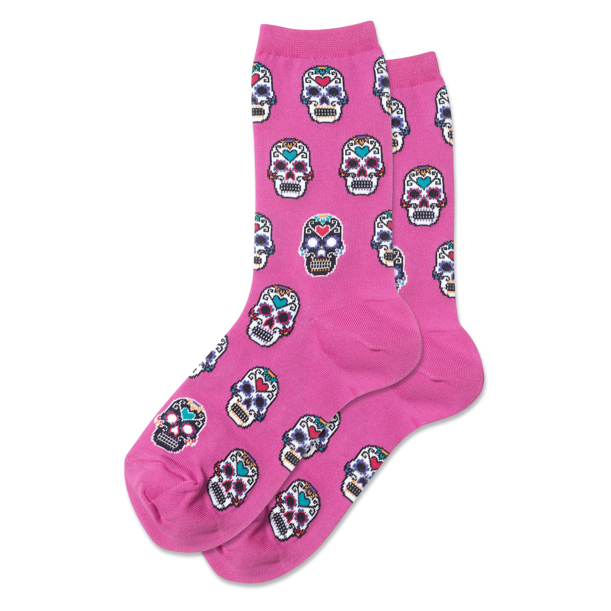 Hotsox Women's Sugar Skulls Socks 1 Pair, Pink, Women's 4-10 Shoe