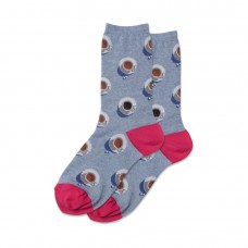 Hotsox Women's Coffee Cups Socks 1 Pair, Blue Heather, Women's 4-10 Shoe