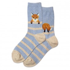Hotsox Women's Fuzzy Fox Socks 1 Pair, Blue Heather, Women's 4-10 Shoe
