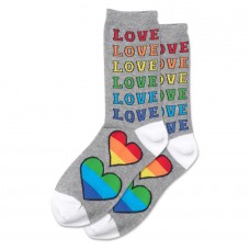 Hotsox Women's Rainbow Love Socks 1 Pair, Grey Heather, Women's 4-10 Shoe