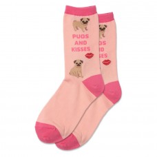 Hotsox Women's Pugs And Kisses Socks 1 Pair, Blush, Women's 4-10 Shoe