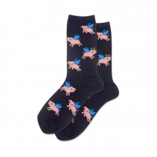 Hotsox Women's Flying Pig Socks 1 Pair, Black, Women's 4-10 Shoe