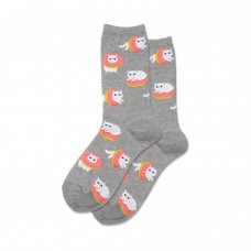 Hotsox Women's Donut Cat Socks 1 Pair, Grey Heather, Women's 4-10 Shoe