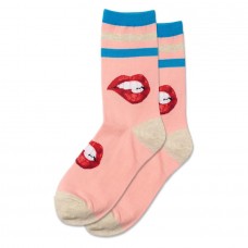 Hotsox Women's Biting Lips Socks 1 Pair, Blush, Women's 4-10 Shoe