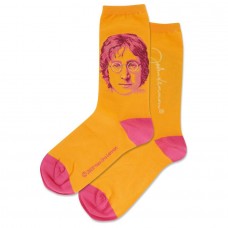 Hotsox Women's John Lennon Portrait Socks 1 Pair, Bright Orange, Women's 4-10 Shoe