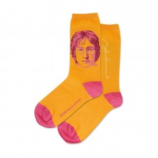 Hotsox Women's John Lennon Portrait Socks 1 Pair, Bright Orange, Women's 4-10 Shoe