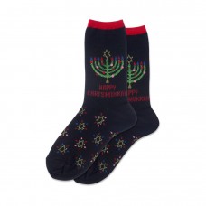 Hotsox Women's Chrismukkah Socks 1 Pair, Black, Women's 4-10 Shoe