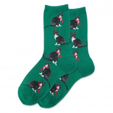 Hotsox Women's Reindeer Cat Socks 1 Pair, Green, Women's 4-10 Shoe