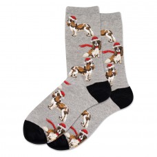 Hotsox Women's Santa Dog Socks 1 Pair, Grey Heather, Women's 4-10 Shoe