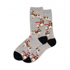 Hotsox Women's Santa Dog Socks 1 Pair, Grey Heather, Women's 4-10 Shoe