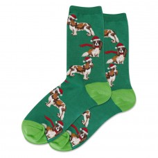 Hotsox Women's Santa Dog Socks 1 Pair, Green, Women's 4-10 Shoe
