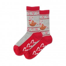 Hotsox Women's Christmas Sloth Non Skid Socks 1 Pair, Grey Heather, Women's 4-10 Shoe