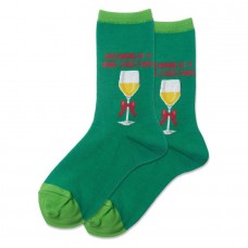 Hotsox Women's Dreaming Of A Wine Xmas Socks 1 Pair, Green, Women's 4-10 Shoe