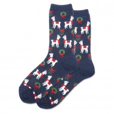 Hotsox Women's Holiday Llama Socks 1 Pair, Denim Heather, Women's 4-10 Shoe