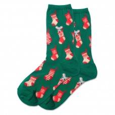 Hotsox Women's Christmas Stocking Mouse Socks 1 Pair, Green, Women's 4-10 Shoe