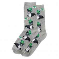 Hotsox Women's Irish Boston Terrier Socks 1 Pair, Grey Heather, Women's 4-10 Shoe