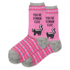 Hotsox Women's Youre Stinkin Cute Socks 1 Pair, Pink, Women's 4-10 Shoe