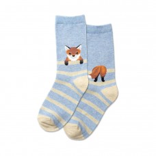 Hotsox Kid's Fox Stripe Socks 1 Pair, Blue Heather, Small/Medium