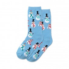 Hotsox Kid's Snowmen Socks 1 Pair, Light Blue, Large/X-Large