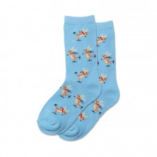 Hotsox Kid's Skating Reindeer Socks 1 Pair, Light Blue, Small/Medium