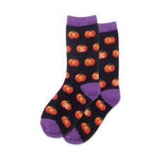 Hotsox Kid's Glow In The Dark Pumpkins Socks 1 Pair, Black, Large/X-Large