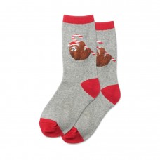 Hotsox Kid's Candy Cane Sloth Socks 1 Pair, Grey Heather, Large/X-Large