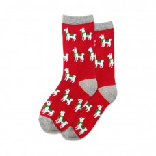 Hotsox Kid's Holiday Llama Socks 1 Pair, Red, Small/Medium