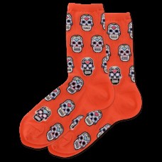 Hotsox Men's Sugar Skulls Socks 1 Pair, Bright Orange, Men's 8.5-12 Shoe