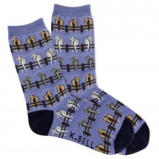 K.Bell Women's Horses on Fences Crew Socks 1 Pair, Blue, Women's 4-10 Shoe