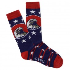 K. Bell Men's Bald Eagle Crew Socks - American Made 1 Pair, Navy, Men's 8.5-12 Shoe