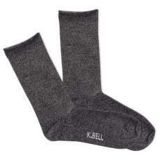 K.Bell Women's Marl Roll Top Crew Socks 1 Pair, Black Marl, Women's 4-10 Shoe