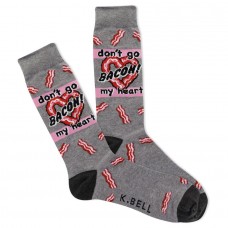 K. Bell Men's Bacon My Heart Crew Socks 1 Pair, Charcoal Heather, Men's 8.5-12 Shoe