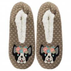 K. Bell Flower Puppy Cozy Slippers 1 Pair, Taupe Heather, Medium/Large