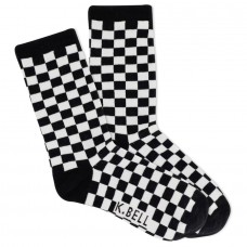 K.Bell Women's Checker Crew Socks 1 Pair, White/Black, Women's 4-10 Shoe