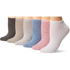K.Bell Women's Solid 6 Pair Pack No Shows Socks, Dark Charcoal Heather Assorted, Women's 4-10 Shoe