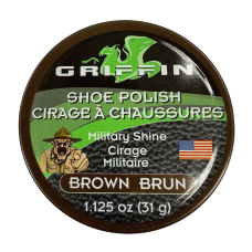 Griffin Leather Shoe Polish Military Shine Brown 1.125oz Made in the USA Shoe Shine, Polish, Restore