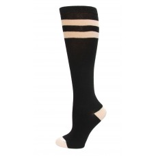 K. Bell Striped Knee High Socks, Black, Sock Size 9-11/Shoe Size 4-10, 1 Pair