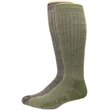 Carolion Ultimate Outdoor Obsession Merino Blend Crew Socks 2 Pair, Black/Olive, Men's 9-13