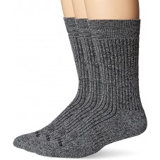 Columbia Cotton Ribbed Crew - Arch/Ankle Support, Mesh Vent, Charcoal, M 6-12, 3 Pair