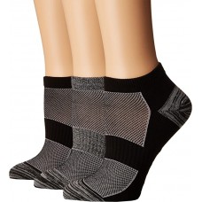 Columbia No Show Flat-Knit, Arch Support, Mesh Vent Socks, Black, W 9-11, 3 Pair