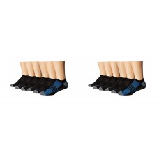 Columbia No Show Mesh Top Arch Support Poly-Blend Socks 6 Pair, M10-13, Black/Blue