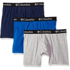 Columbia Men's Cotton Stretch 3 PK Boxer Brief, Gry/Dress/CLCBL, Large 