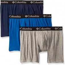 Columbia Men's Cotton Stretch 3 PK Boxer Brief, New Gry/Dress/CLCBL, Small 