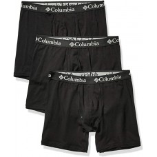 Columbia Men's Cotton Stretch 3 PK Boxer Brief, New Black, Medium 