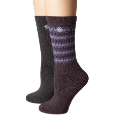 Columbia Texture Wool Crew Socks, Black Cherry, W 9-11 Women Shoe Size 4-10, 2 Pair