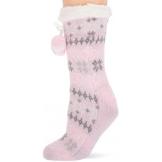 Columbia SLIPPER SOCK-FAIR ISLE Socks, Light Pink, M/L Women Shoe Size 8-10, 1 Pair