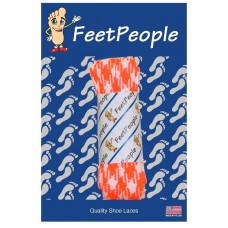 FeetPeople Glow Flat Laces, Neon Orange Argyle