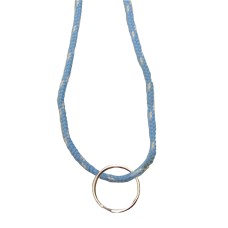 FeetPeople Round Lace Key Chain, Carolina Blue With White Chip