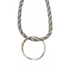 FeetPeople Round Lace Key Chain, Carolina Blue And Whie Stripe