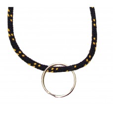 FeetPeople Round Lace Key Chain, Navy With Yellow Chip